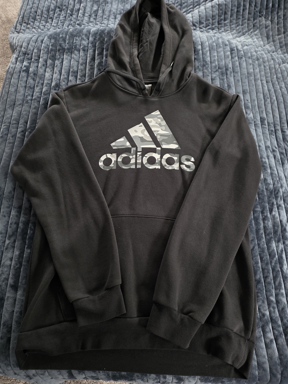 $10 adidas Black Hoodie with Gray Camo Logo